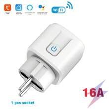 Prises intelligentes, Prises WiFi intelligentes Tuya, Prise 16A, Prise standard européenne, Contrôle à distance via l'application, Contrôle vocal via Alexa et Home, Avec fonction de minuterie, Surveillance de la consommation électrique, Compatible avec les smartphones