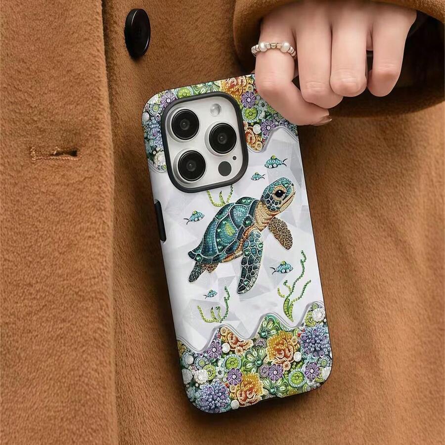 1pc Creative Hot Transfer 3-In-1 Full Coverage Phone Case Suitable For IPhone 16 Pro Max/16/16 Pro/16 Plus/15/15 Pro Max/15 Pro/11/12/13/14 Pro Max/11 Pro/11 Pro Max/12 Pro/12 Pro Max/13 Pro/13 Pro Max/14 Pro/14 Pro Max - Multicolor - View 1