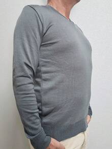 Men's Cold Weather Blouse | Men's Knit Sweater | Winter Knit Wool Pullover Long Sleeve V-Neck - 深灰色 - 查看 11