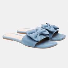 Women's Bow Sandals Flat Modern Comfortable Elegant Beach Party College Vacation Cute Casual Bow Contrast Beach Holiday Wedding School Vacation Party - 淺藍色 - 查看 2