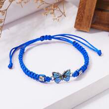 1Pc Butterfly Hand Woven Bracelet, Couple Friendship Bracelet, Gift Party - 藍色 - 查看 1