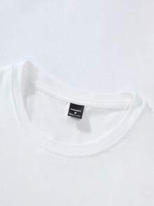 Camiseta de manga corta para hombres con estampado/patrón/letra simple de - Blanco - Ver 4