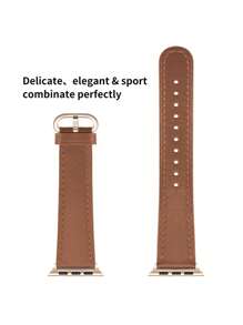 1 pieza Correa de reloj de piel de becerro pebbleada clásica y cómoda de color marrón con hebilla redonda de oro rosa, apta para Apple Watch Ultra 3/2/1, Series S10/S9/S8/S7/S6/S5/S4/S3/S2/S1, de 38mm/40mm/41mm/42mm/44mm/45mm/46mm/49mm, de estilo unisex