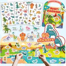 beartale 60 片卡通儿童彩色遮盖贴纸，恐龙贴纸用于遮盖瑕疵，增强儿童创造力和精细运动技能，易于撕下，适合各种派对和趣味活动，节日派对礼物，可爱星形彩色 DIY 贴纸，儿童礼物，返校礼物，夏季，女孩玩具，男孩玩具，学校用品，返校