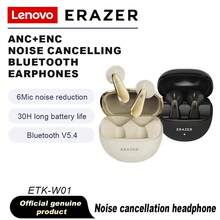 Lenovo 联想 ERAZE ETK-W01 混合 ANC 主动降噪无线耳机，6 个麦克风 ENC 清晰通话，防水，入耳式蓝牙 5.4+EDR 耳机，立体声低音耳塞，30 小时电池寿命，音乐游戏办公室运动无线耳机 - 均碼 - 查看 2