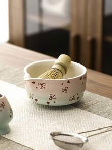 1/6pcs Japanese Matcha Tea Set, 530ml Capacity, Includes Cute Bow Matcha Bowl And Matcha Whisk, Suitable For Making Matcha Latte, Gift For Matcha Lovers