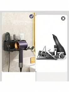 Wall-Mounted Bathroom Storage Rack, Free-Hand-Held Hair Dryer Holder, Seamless Paste, Free-Punch Bathroom Hair Dryer Holder, Hair Dryer Placement Rack Storage Rack - Multicolor - View 3