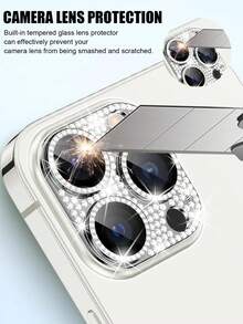 2pcs Compatible With IPhone, Silver Camera Lens Protector, Shiny Rhinestone Rhinestone 9H Tempered Glass Lens Cover Anti-Shock Full Protection Camera Cover, Compatible With Your Phone Case Applicable To Daily Shield, Office, Home Sparkling Crystal Phone Camera Cover Waterproof Anti-Fall Anti-Fall Scratch Resistant Anti-Fingerprint