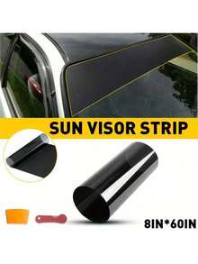 1 Set Sun Visor Strip Windshield Banner Vinyl Long Lasting Premium Blank Decal Black