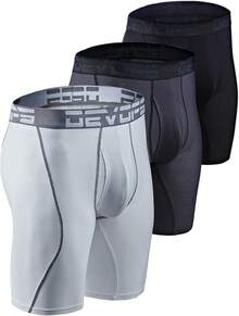 Men's Cool Dry Mesh Boxer Trunks 6-Inch Briefs, 3-Pack - 9吋(黑色/炭灰色/白色) - 查看 1