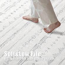 5x8 Washable Area Rug With Non-Slip Backing, Soft Low Pile Indoor Floor Carpet, Neutral Light Brown, Boho Moroccan Style Living Room, Bedroom, Dining Room - 淺灰色 - 查看 6