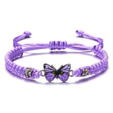Butterfly Bracelet For Women Adjustable Braid Insect Butterfly Pendant Weaving Friendship Bracelets Party Favors - Purple - View 2