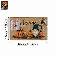 1pc Halloween Pumpkin Spider Silk Patterned Bathroom Anti-Slip Mat, Made Of Artificial Cashmere Material, With Fluffy Decoration, Suitable For Doors, Bathrooms, Kitchens And Other Occasions, Machine Washable, Anti-Slip, Daily Decoration, Can Be Given