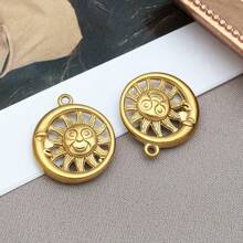 2 件时尚金色不锈钢天体太阳月亮饰品金属太阳吊坠适用于 DIY 珠宝耳环手链项链工艺钥匙扣配件 - 金色 - 查看 12