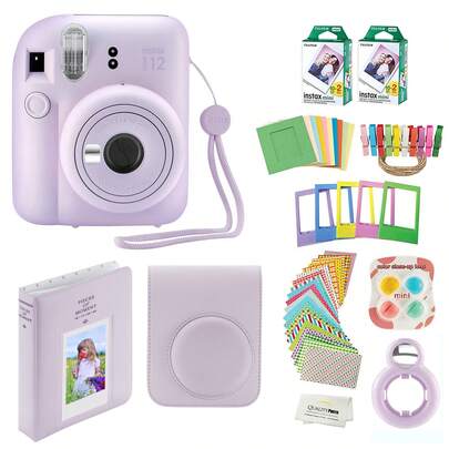 Fujifilm Instax Mini 12 Instant Camera With Case, 40 Fujifilms, Decoration Stickers, Frames, Photo Album And More Accessory Kit (Lilac Purple)