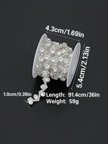 91.44 厘米/36 英寸闪亮水晶水钻链饰，闪亮钻石丝带贴花适用于 DIY 缝纫、新娘礼服、服装装饰、婚礼工艺品、时尚珠宝配饰 - 1 厘米宽
