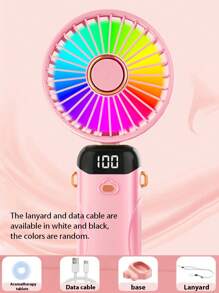 Stay Cool On-The-Go: Small Handheld USB Rechargeable Fan - Portable & Charging For Students & Office Desk Portable Fan Cute Handheld Fan Battery Operated Lightweight Small Personal Fan For Stylish Girl Kids Women Men Outdoor Travel Camping Handheld Fan Portable Fan, 5-Speed Fan, LED Display Screen, Personal Mini Travel Fan With Backup Power Supply, USB Foldable Female Electric Fan