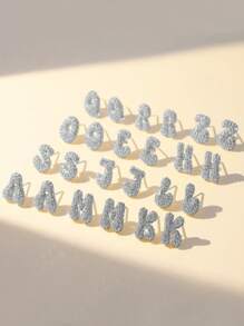 1 对泡泡首字母耳钉精致泡泡方晶锆石 26 个字母 A-Z 个性化名字耳钉情人节珠宝生日礼物适合女士和女孩 - 大號字母耳環 - 查看 9