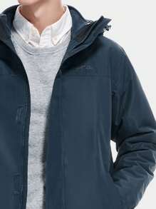 CAMEL CROWN Jacket Men's And Women's Three-In-One Detachable Windproof And Waterproof Plus Velvet Thickened Mountaineering Clothing - Deep Blue - View 3