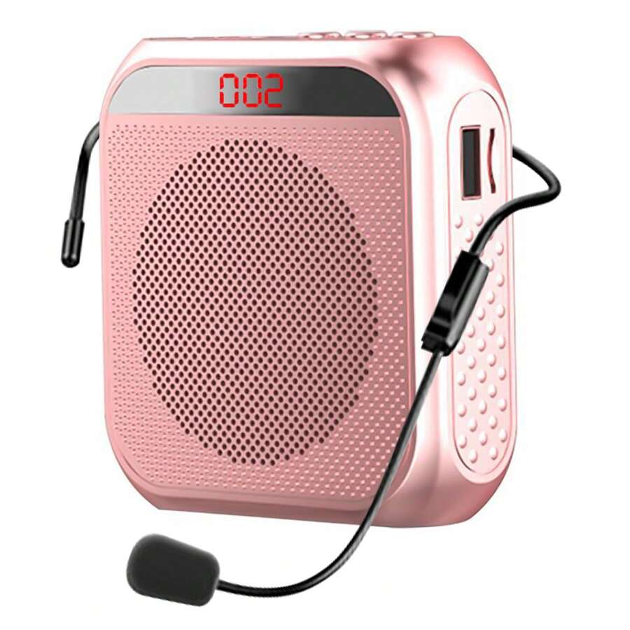 Rechargeable Voice Amplifier - 2200mAh Portable PA System With Headset Mic For Teachers & Presenters Christmas Gifts - Pink - View 1
