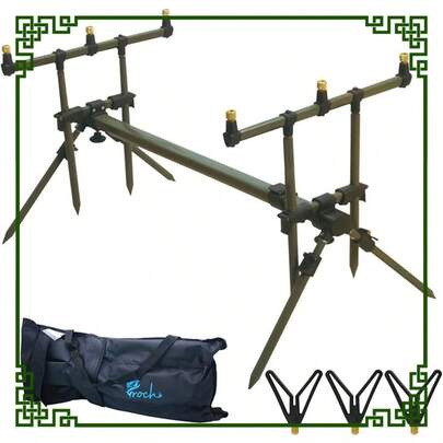 ‎75 X 21.8 X 11.4 Cm Rod Pod Rod Holder Aluminium Deluxe For 3 Rods With Rod Rest Bag