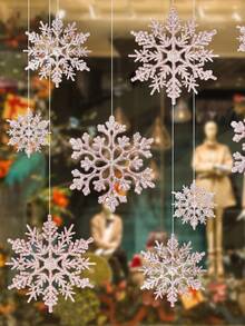 12 件玫瑰金雪花纸质装饰吊坠，圣诞雪花，圣诞装饰品，香槟金塑料雪花装饰套装，冬季和圣诞树悬挂雪花装饰品，圣诞冬季雪花装饰品，冬季仙境圣诞树悬挂雪花装饰品。 - 玫瑰金 - 查看 5
