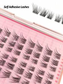 Asiteo 60片C型卷翘簇状假睫毛，自粘式假睫毛簇，无需胶水，柔软轻盈，打造自然妆效，适合初学者眼妆 - C - 查看 5