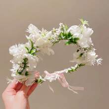 Girls Flower Crown Birthday Photo Pops Hair Wreath Holiday Festival Floral Headpiece