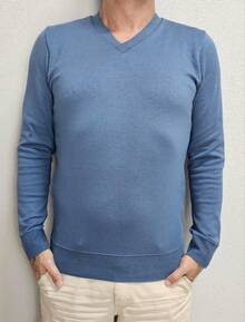 Men's Cold Weather Blouse | Men's Knit Sweater | Winter Knit Wool Pullover Long Sleeve V-Neck - 深藍色 - 查看 7
