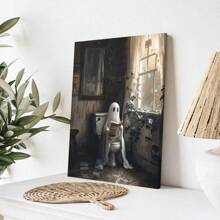 1 pieza Fantasma en el inodoro, Arte del fantasma en el baño, Academia oscura, Decoración de Halloween, Arte de pared para el baño, Decoración de baño, Pintura al óleo victoriana