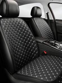 2pcs Car Seat Cushion Set, Star Embroidery, Universal 4-Season Front Seat Cushion + Backrest Cover, Non-Slip, Suitable For All Vehicle Models - Black and White - View 5