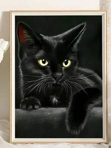 DIY万圣节装饰黑猫动物图案钻石画套装，马赛克艺术工艺墙面装饰，房间装饰，5D钻石画套装，完整钻石艺术家居墙面礼物 - 彩色 - 查看 3