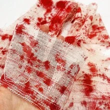 1 Pack Halloween Bloody Gauze Decor - Horror House Props - Featherless Scary Gauze Strips, Suitable For Horror Theme Parties - Non-Electric Seasonal Decoration Accessories