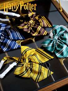 Harry Potter 1/4 piezas Lazos de Harry Potter, Hogwarts, Gryffindor, Slytherin, Ravenclaw, Hufflepuff, insignias atadas a mano, moda de punto a rayas, lazos, mercancía de la película, estilo universitario británico, accesorios para disfraces, decoraciones de escritorio creativas, sorpresas de cumpleaños, regalos de Navidad y Halloween para familiares y amigos, Harry Lovell