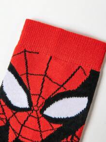 Marvel 1 Pair Of Comfortable Men's Superhero Socks - Soft, Breathable, Calf Socks Elastic, Moisture Wicking, Stylish - Perfect For Gift-Giving, Parties, Everyday Wear, Casual Occasions Spider-Man - Socks Halloween Socks