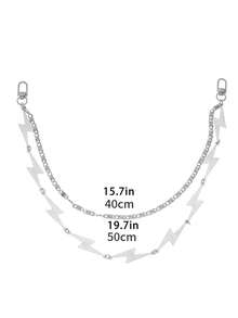 Lightning Bolt Double Layer Pant Chain, Minimalist Double Layer Punk Hip Hop Chain Belt, Fashion Pants Chain For Boys And Girls