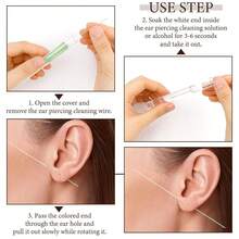 Ear Piercing Cleaner Floss,Ear Hole Cleaner,Ear Piercing Cleaner,180PCS Piercing Cleaner Floss,Piercing Cleaner,Earring Cleaner,Earring Hole Cleaner,Piercing Floss,Ear Hole Floss,Piercing Hole Cleaner - 混色耳線 - 查看 3