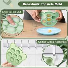 11pcs Silicone Feeding Set, Including Bear Plate, Bear Bowl, Bear Teething Feeder Bag, Bear Food Container With Lid And Ice Tray, Baby Bib, Water Droplet Cup (With 2 Lids, Can Be Used As Snack Cup Or Sippy Cup), Silicone Long Fork, Silicone Ball-Shaped Short Fork, Baby Food Masher, Baby Food Preparation Tools - Multicolor - View 10