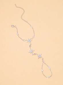 1pc Women's Shiny Star Bracelet With Rhinestones, Suitable For Daily Wear, Parties, And Travel - Silver - View 3
