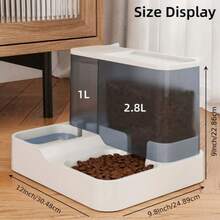 2 In 1 Automatic Pet Feeder And Water Dispenser Gravity Design For Cats And Small Dogs - Grey - View 2