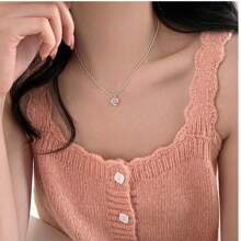 Pretty Colorful Heart Pendant Necklace With Zirconia Inlaid 925 Sterling Silver Hypoallergenic Jewelry Female Dating Gift With Gift Box