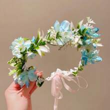 Girls Flower Crown Birthday Photo Pops Hair Wreath Holiday Festival Floral Headpiece