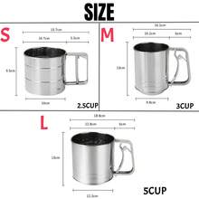 2.5 tazas/3 tazas/5 tazas, Tamizador de harina, Tamizador de acero inoxidable para hornear, Tamizador de malla fina de doble capa, Tamizador de manivela de una mano para azúcar en polvo, Tamiz de harina para hornear pasteles de acero inoxidable: Nuestro tamizador de harina para hornear está hecho de excelente acero inoxidable resistente a la corrosión que es ligero,