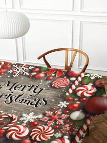 Față de masă imprimată din seria Crăciun, 1 buc. Față de masă modernă, dreptunghiulară/rotundă, impermeabilă, imprimare digitală, potrivită pentru sufragerie, masă de exterior, masă rotundă mică