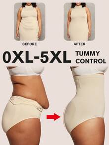 1件装女士高腰无缝塑身衣，强力收腹提臀，大码 - 米色 - 查看 3