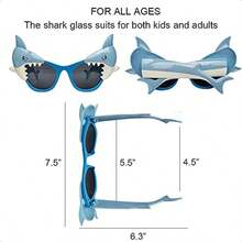 Shark Asses Party Favors 6pcs Hawaiian Shark Photo Booth Props Tropical Summer Beach Ocean Pool Party Supplies Shark Birthday Party Decorations Return Gifts Eyeasses - 如圖 - 查看 2