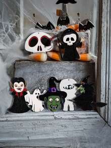 12 pezzi, Decorazione in legno per albero di Ognissanti - Una decorazione piatta 2D durevole con vampiri, fantasmi, streghe, mummie e zucche, perfetta per decorare feste di vacanza - Decorazioni da appendere perfette a tema teschio e strega per celebrazioni festive