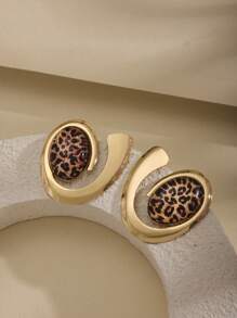 新款不对称夸张酒红色项链、耳环、戒指、手链首饰套装，独特设计，高端配饰 - 豹紋色 - 查看 12