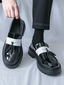 Giày lười nam tua rua trang trí, giày công sở bóng loáng phong cách Anh cổ điển, giày công sở & giày cưới phong cách Old Money Chic mùa thu - A - Xem 34