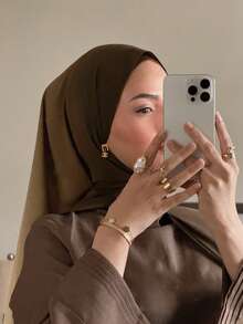 1 件女式波西米亚风格水彩渐变印花头巾，休闲街头头巾款式适合日常穿着，秋季